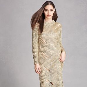 Metallic Ladder Cut out Gold Dress